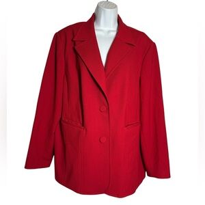 Coldwater Creek Blazer Size 20 -Size 22 Bright Red Solid Jacket with pockets ❤️